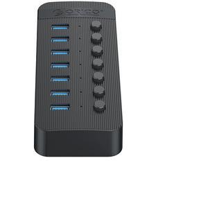 USB hub 7-port USB 3.0, Switch, Power supply, black, ORICO CT2U3-7AB