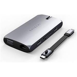 Satechi USB-C On the go Multiport adapter (1xUSB-C PD charging, 1x G.Ethernet,1x 4K HDMI,1x VGA,1x USB-A,1x USB-C, micro/SD) - Space Grey