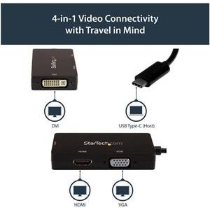 StarTech.com 4K USB C to HDMI, VGA & DVI Multi Port Video Display Adapter for Mac / Windows Laptop & Monitor (CDPVGDVHDBP) - external video adapter