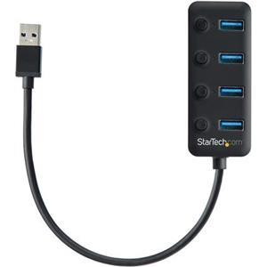 StarTech.com USB 3.0 Hub - 4x USB-A Ports with Individual On/Off Switches - Bus Powered - Portable - USB Splitter - USB Port Expander (HB30A4AIB) - hub - 4 ports