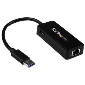 StarTech.com USB 3.0 Ethernet Adapter - USB 3.0 Network Adapter NIC with USB Port - USB to RJ45 - USB Passthrough (USB31000SPTB) - network adapter