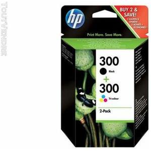HP 300 - 2-pack - black, dye-based tricolor - original - ink cartridge