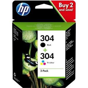 HP 304 Combo Pack - 2-pack - black, dye-based tricolor - original - ink cartridge
