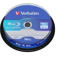 DVD Blu-Ray Verbatim BD-R DL 6× 50GB White Blue Surface Scratch Guard Plus 10 pack spindle