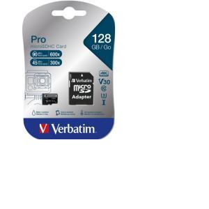Verbatim memorijska kartica Micro SD Pro (XC/UHS3) 128GB Class 10 Card + adapter