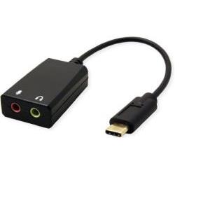 Roline VALUE adapter USB-C - 2×3.5mm audio, M/F, 0.13 m