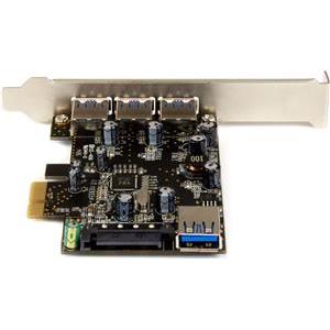 StarTech.com 4 Port PCI Express USB 3.0 Card - 3 External and 1 Internal - Native OS Support in Windows 8 and 7 - Standard and Low-Profile (PEXUSB3S42) - USB adapter