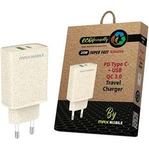 MAXMOBILE KUĆNI PUNJAČ PD QC3.0 DUO TYPE C 25W+USB 18W TR-286UC ECO