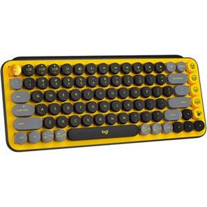 Tipkovnica LOGITECH POP Keys, mehanička, bežična, US Layout, USB, žuto/crna