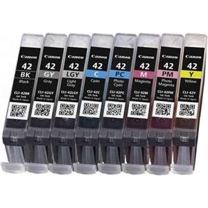 Canon CLI-42 BK/GY/LG/C/M/Y/PC/PM Multipack - 8-pack - gray, yellow, cyan, magenta, light gray, photo cyan, photo magenta, dye-based black - original - ink tank