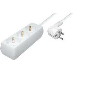 Transmedia 3-way power strip, white 1,4m