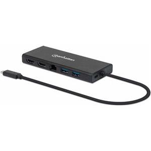 Docking station MANHATTAN, USB-C na 2x HDMI, RJ45, USB-C i 2x USB 3.0, za laptop