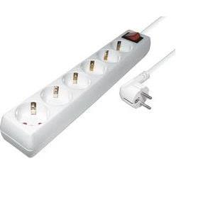 Transmedia 6-way power strip with Switch, white, 5m