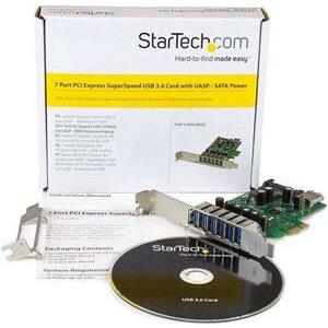 StarTech.com 7 Port PCI Express USB 3.0 Card - Standard & Low-Profile - SATA Power - UASP Support - 1 Internal & 6 External USB 3.0 Ports (PEXUSB3S7) - USB adapter - PCIe 2.0