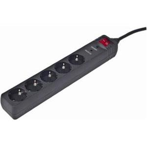 Gembird Surge protector, 5 sockets, 3 m, black