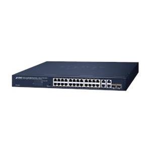 Planet 24-Port 10 100 1000T 802.3at PoE 2-Port 10 100 1000T 2-Port Gigabit TP SFP Combo Ethernet Switch