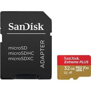 San Disk Extreme PLUS micSDHC 32GB + SD Adapter + RescuePRO Deluxe 100MB/s A1 C10 V30 UHS-I U3