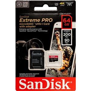 SanDisk microSDXC Extreme Pro 64GB 200/90 MB/s A2 C10 V30 UHS-I U3