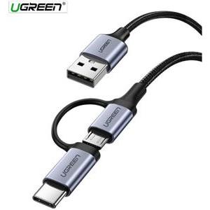 Ugreen USB-A to Micro USB + USB-C cable braided 1m