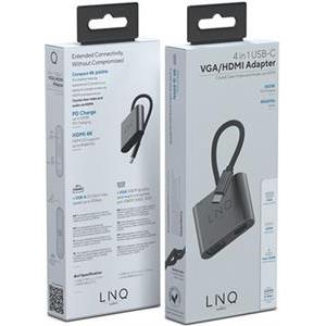 Docking station LINQ 4 in 1, USB-C, HDMI 4K@60Hz, VGA 1080p@60Hz, USB-C PD 100W, USB 3.2, LQ48001