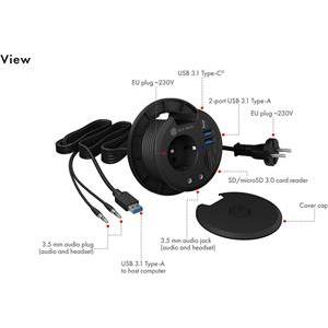 ICY BOX IB-HUB1430-CR - hub - in-desk - 3 ports