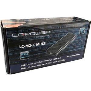 Eksterno kućište LC POWER, LC-M2-C-MULTI-2, NVMe/SATA M.2 SSD, USB-C, aluminijsko, crno
