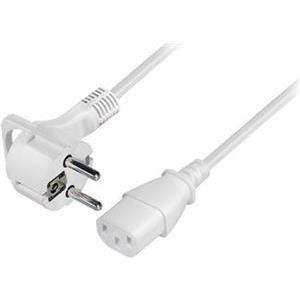 Transmedia Schuko plug flat to C13 jack 2,5m, White