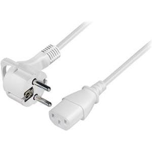 Transmedia Schuko plug flat to C13 jack 1,5m, White