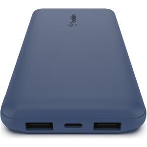 Belkin BOOST CHARGE (10000 mAH) Power Bank with USB-C 15W - Dual USB-A - 15cm USB-A to C Cable - Blue