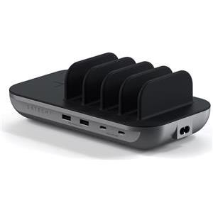 Satechi Dock 5 Multi device charging station with EU plug (2xUSB-C PD 20 W, 2x USB-A 12W, Wireless) - Space Grey