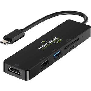 Tecnoware USB-C HDMI Dock and Card Reader for Laptops