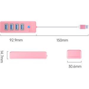 USB hub 4-port USB 3.0, 0.15m, Pink, ORICO PW4U-U3-015