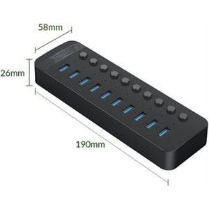 USB hub 10-port USB 3.0, Switch, Power supply, black, ORICO CT2U3-10AB