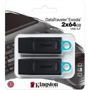Kingston USB-Stick DataTraveler Exodia - USB 3.2 Gen 1 (3.1 Gen 1) - 2 pieces - 64 GB - Black