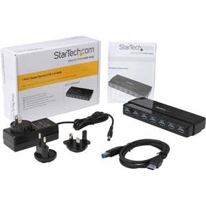 StarTech.com 7 Port USB 3.0 Hub – Up To 5 Gbps – 7 x USB – Universal Multi Port USB Extender for Your Desktop – USB Powered (ST7300USB3B) - hub - 7 ports
