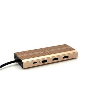 Docking station USB-C, 12in1, RGB, 1x USB-C, 3x USB-A, USB-C PD100W, 2x HDMI 4K@60Hz, DP 4K@60Hz, AUX, SD+TF, RJ45, AHJ, Alu, Rose Gold, ORICO XDR-X3