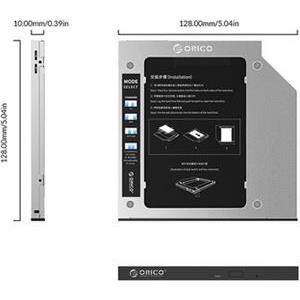 Adapter SSD/HDD to 9,5mm DVD slot, SATA3, Alu, Orico M95SS