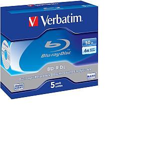 DVD Blu-Ray Verbatim BD-R DL 6× 50GB White Blue Surface Scratch Guard Plus 5 pack JC (Double Layer)