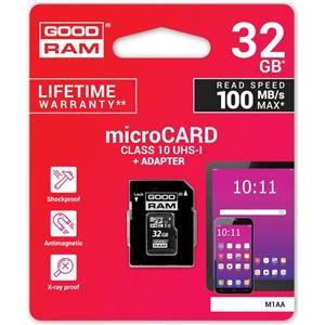 GOODRAM 32GB microSDHC class 10 UHS I + adapter