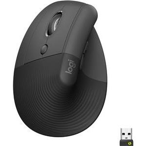 Miš LOGITECH Lift, za ljevake, optički, ergonomski, bežični, USB, sivi