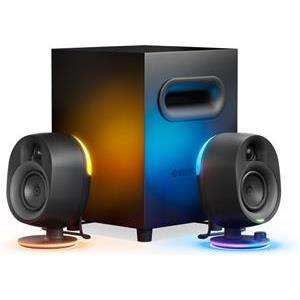 SteelSeries I Arena 7 I Gaming Speakers I 2.1 / 6.5'' subwoofer / Compatable with PC, PlayStation, Mac and more with USB, Bluetooth, Optical, or 3.5mm Aux, and wired headset / 10-band Parametric EQ /