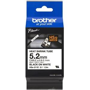 Brother Heat Shrink Tubing P-Touch HSe-211E - 5.2 mm x 1.5 m - Black on White