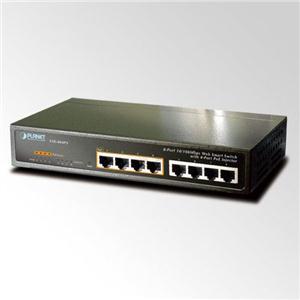 Planet FSD-804PS, 8-Port 10 100Mbps with 4-Port PoE Web Smart Ethernet Switch, half of the 10 100Mbps TP ports of FSD-804PS provide PoE power injector function which is able to drive 4 IEEE 802.3af co