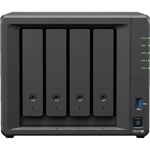 Synology DS423+, Tower, 4-Bays 3.5'' SATA HDD/SSD, 2 x M.2 2280 NVMe SSD, CPU Intel Celeron J4125 4-core (4-thread) 2.0 GHz, max. boost up to 2.7 GHz, 2 GB DDR4 ECC SODIMM, 2 x 1GbE RJ-45, 2 X USB 3.2