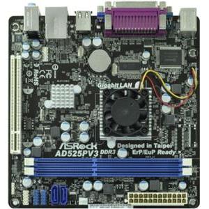 Asrock AD525PV3 - Intel Dual-Core Atom Processor D525 (1.8 GHz) Intel NM10 Express
