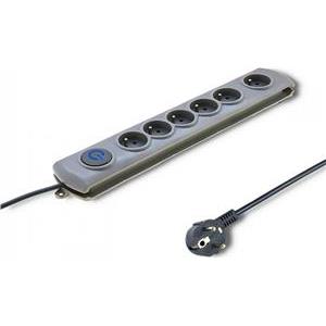 Qoltec Surge protector | 6 slots | 5m | Grey