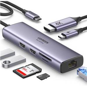 Ugreen 7in1 USB-C HUB HDMI+RJ45+card reader+USB+PD 100W