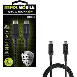 MAXMOBILE DATA KABEL TYPE C-TYPE C UDC3028 KEVLAR BLACK QC 3A 2m