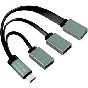 Hub USB 3.2 Gen 1 C M -> 1xUSB-A 3.0 + 2xUSB-A 2.0, na kabelu 0,15 m, crni
