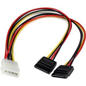 12in LP4 to 2x SATA Power Y Cable Adapter - Molex to to Dual SATA Power Adapter Splitter - power adapter